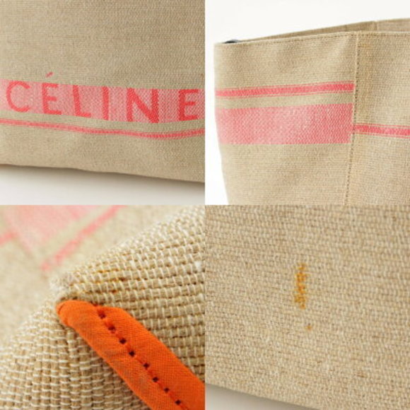 Celine Hippo Phantom Large Linen Canvas Tote Bag Beige x Pink - Picture 8 of 10